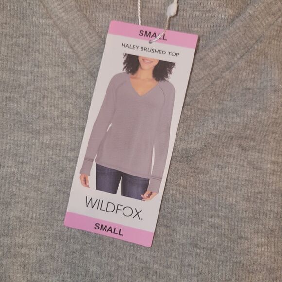 NWT Wildfox Womens Haley Brushed Long Sleeve Top - Heather Grey S - Picture 11 of 12